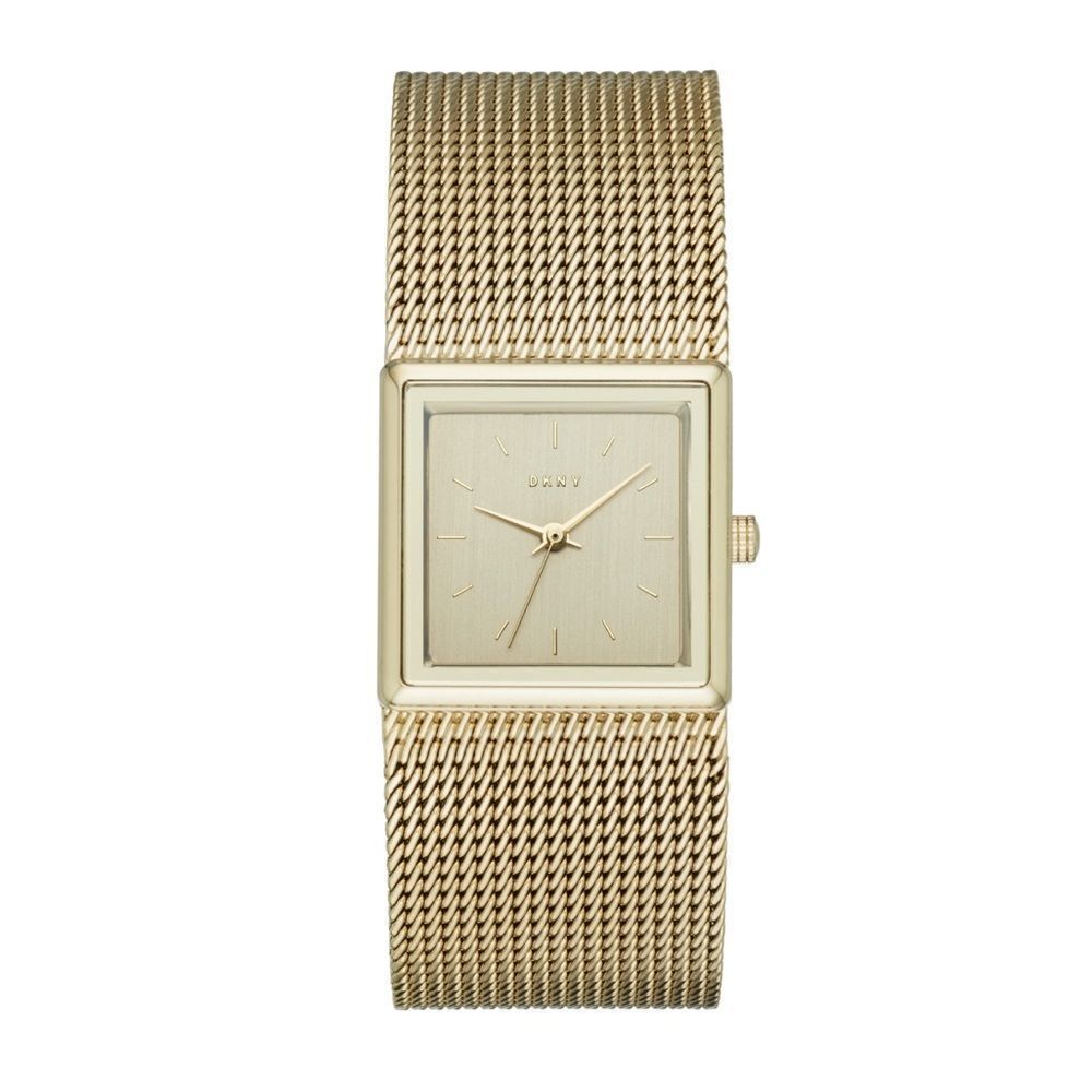 DKNY Women Stonewall Quartz Stainless Steel Mesh Casual Watch Gold color